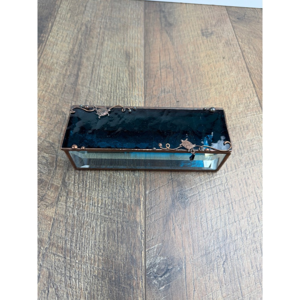 Glass Reunions 1997 Stained Glass Jewelry Box Turtle Copper Beveled